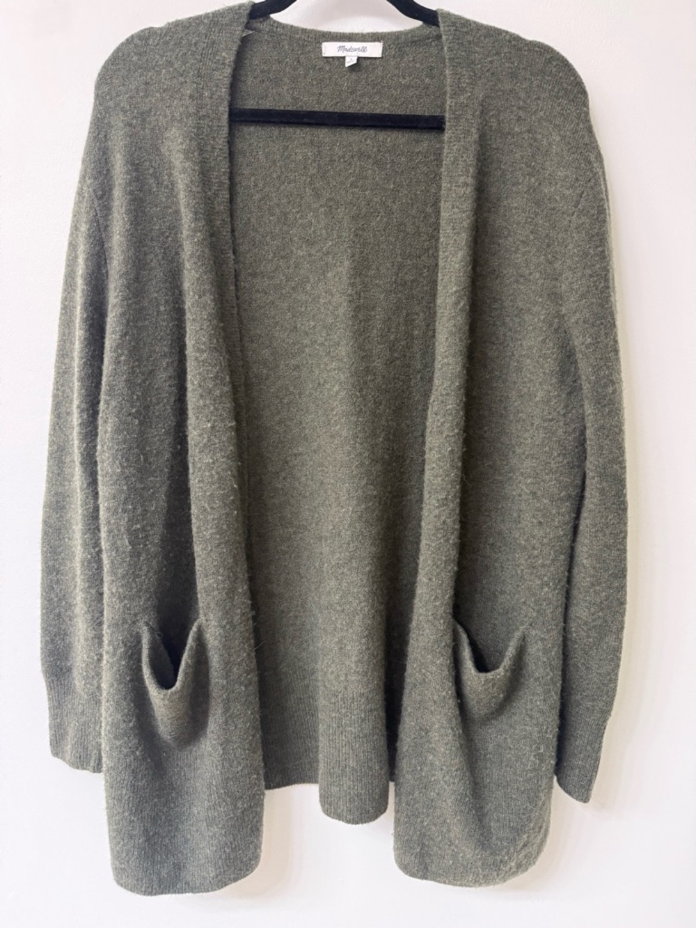 Madewell Moss Green Open-Front Pocket Cardigan Women’s Size Large